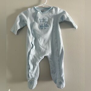 LITTLE ME Light Blue Striped Footie